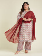 Janasya Light Georgette Yoke Embroidery A-Line Kurta Set - Distacart