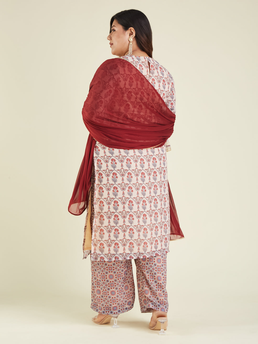 Janasya Light Georgette Yoke Embroidery A-Line Kurta Set - Distacart