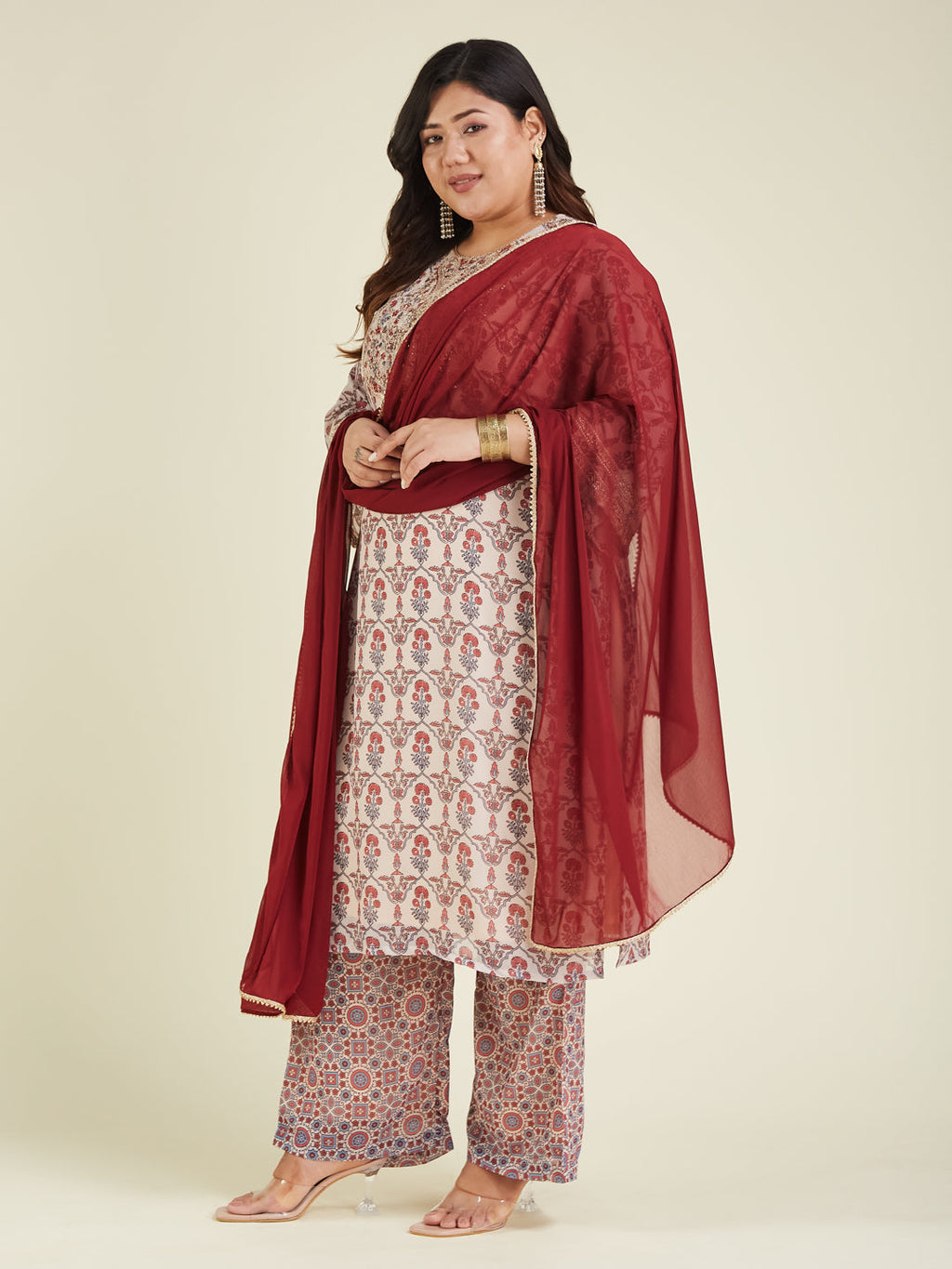 Janasya Light Georgette Yoke Embroidery A-Line Kurta Set - Distacart
