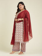 Janasya Light Georgette Yoke Embroidery A-Line Kurta Set - Distacart