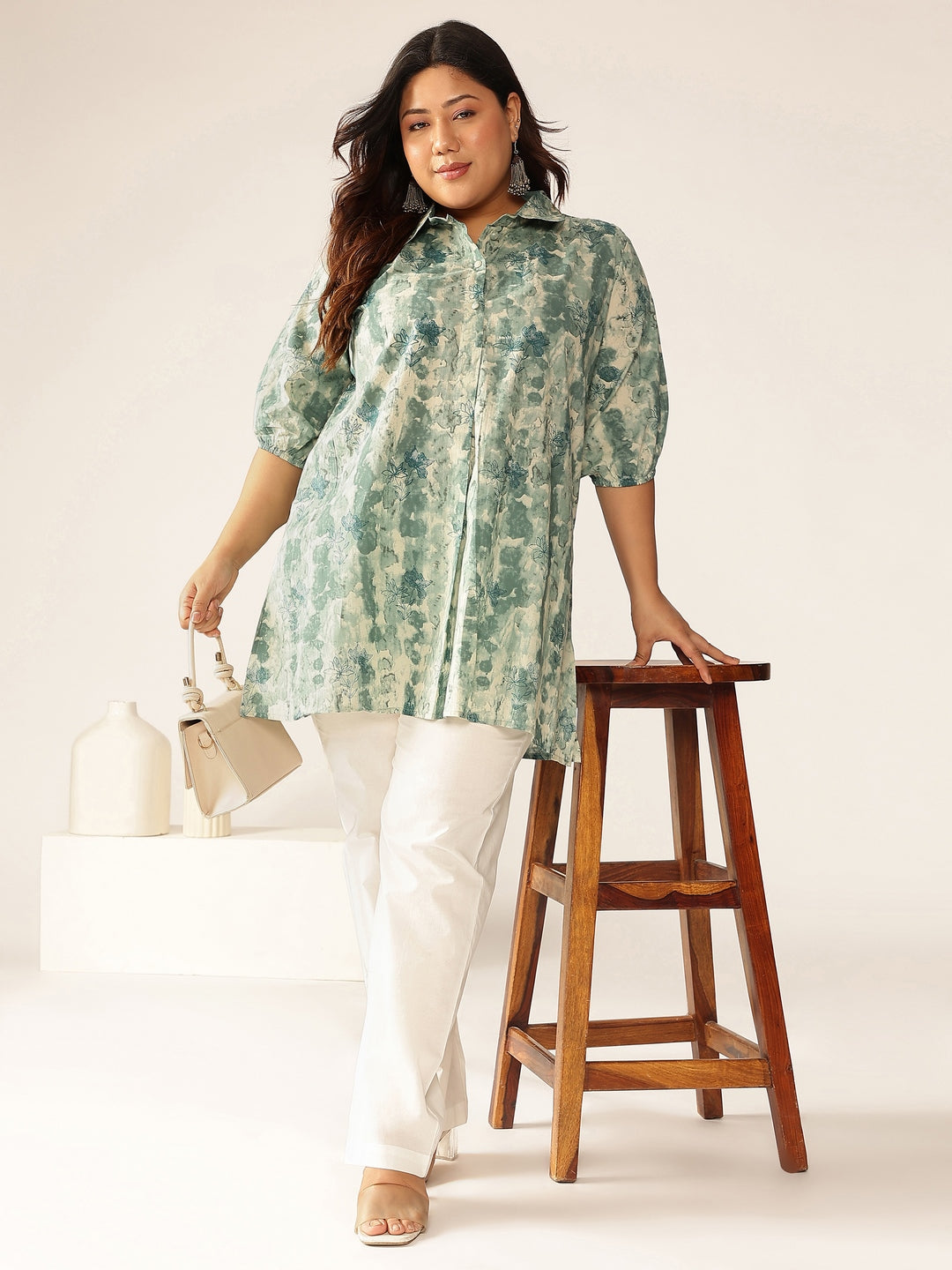Janasya Dark Cotton Tie & dye Straight Tunic - Distacart