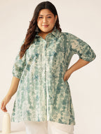 Janasya Dark Cotton Tie & dye Straight Tunic - Distacart
