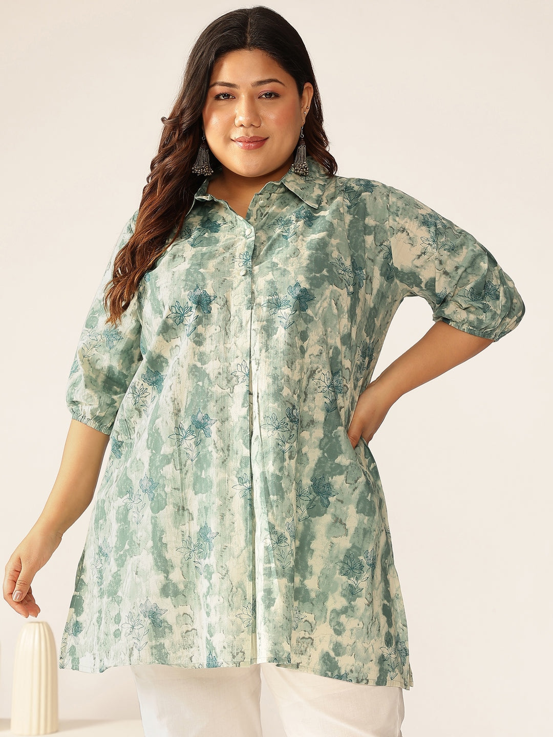 Janasya Dark Cotton Tie & dye Straight Tunic - Distacart