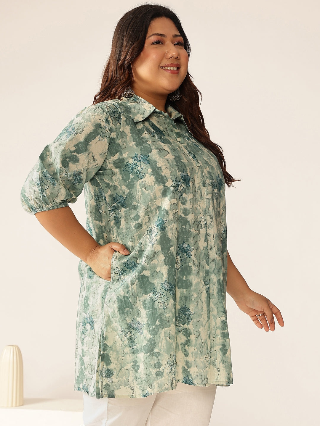Janasya Dark Cotton Tie & dye Straight Tunic - Distacart