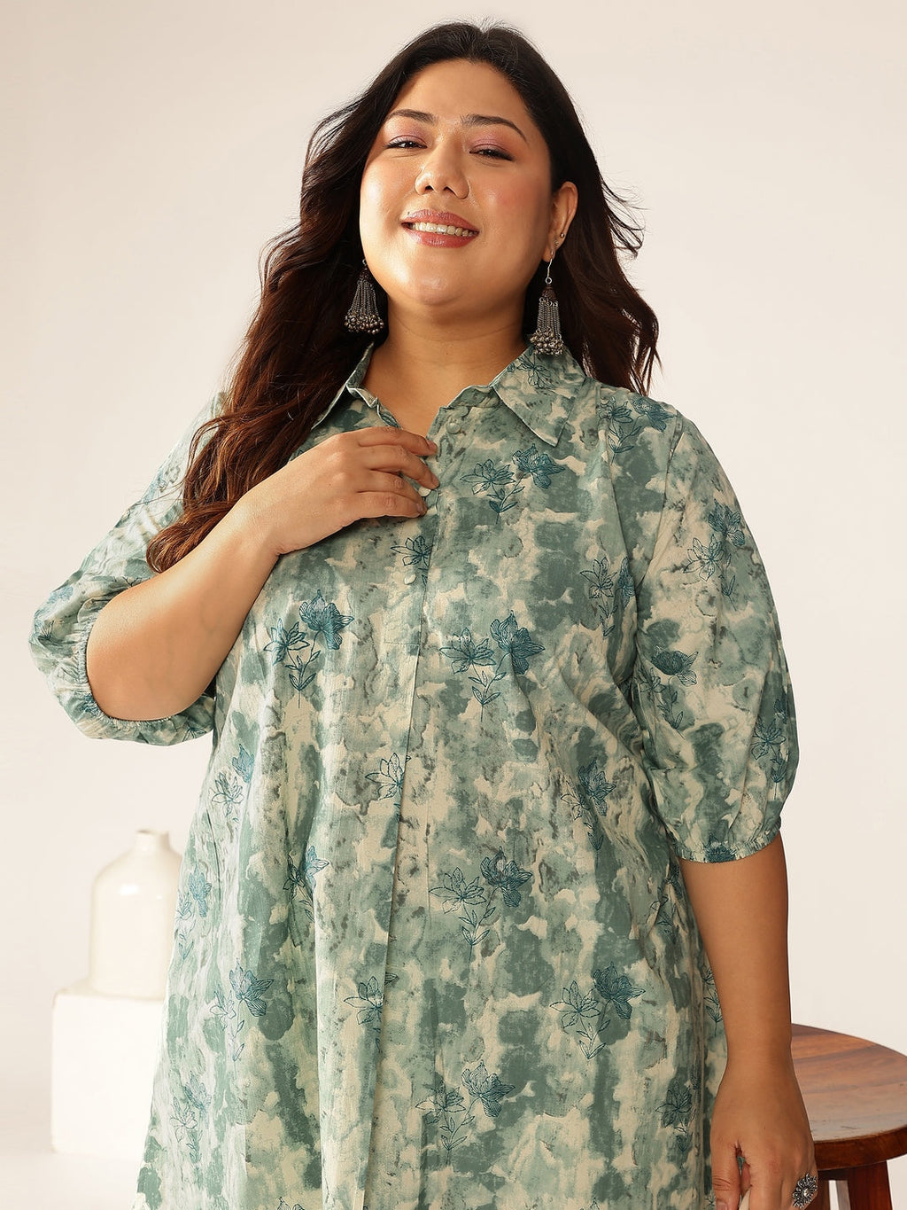 Janasya Dark Cotton Tie & dye Straight Tunic - Distacart