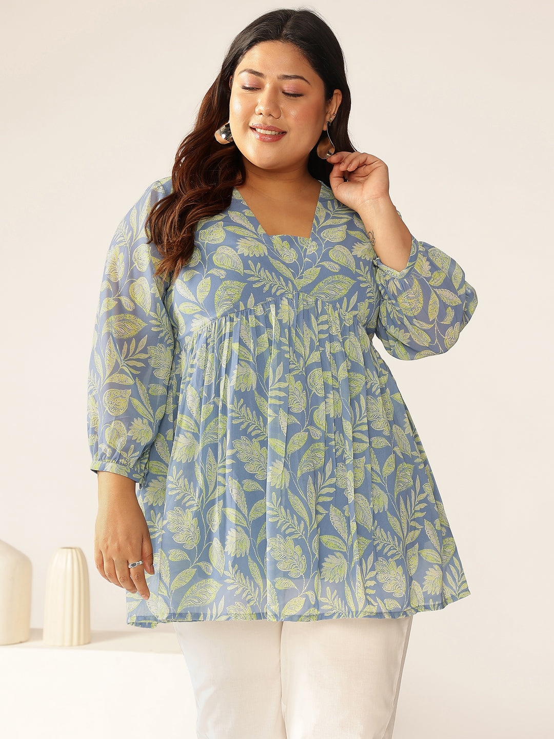 Janasya Bright Georgette Tropical A-Line Tunic - Distacart