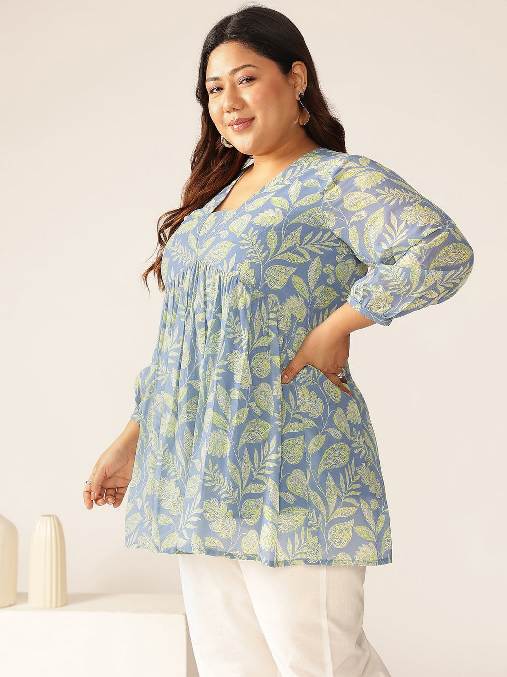 Janasya Bright Georgette Tropical A-Line Tunic - Distacart