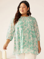 Janasya Light Georgette Floral A-Line Tunic - Distacart