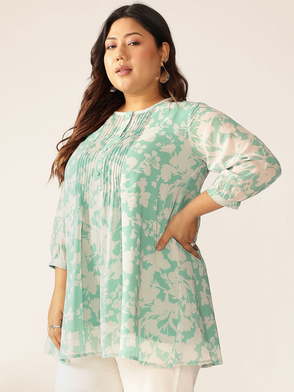 Janasya Light Georgette Floral A-Line Tunic - Distacart