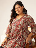 Janasya Dark Cotton Paisley Peplum Tunic - Distacart
