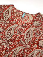 Janasya Dark Cotton Paisley Peplum Tunic - Distacart
