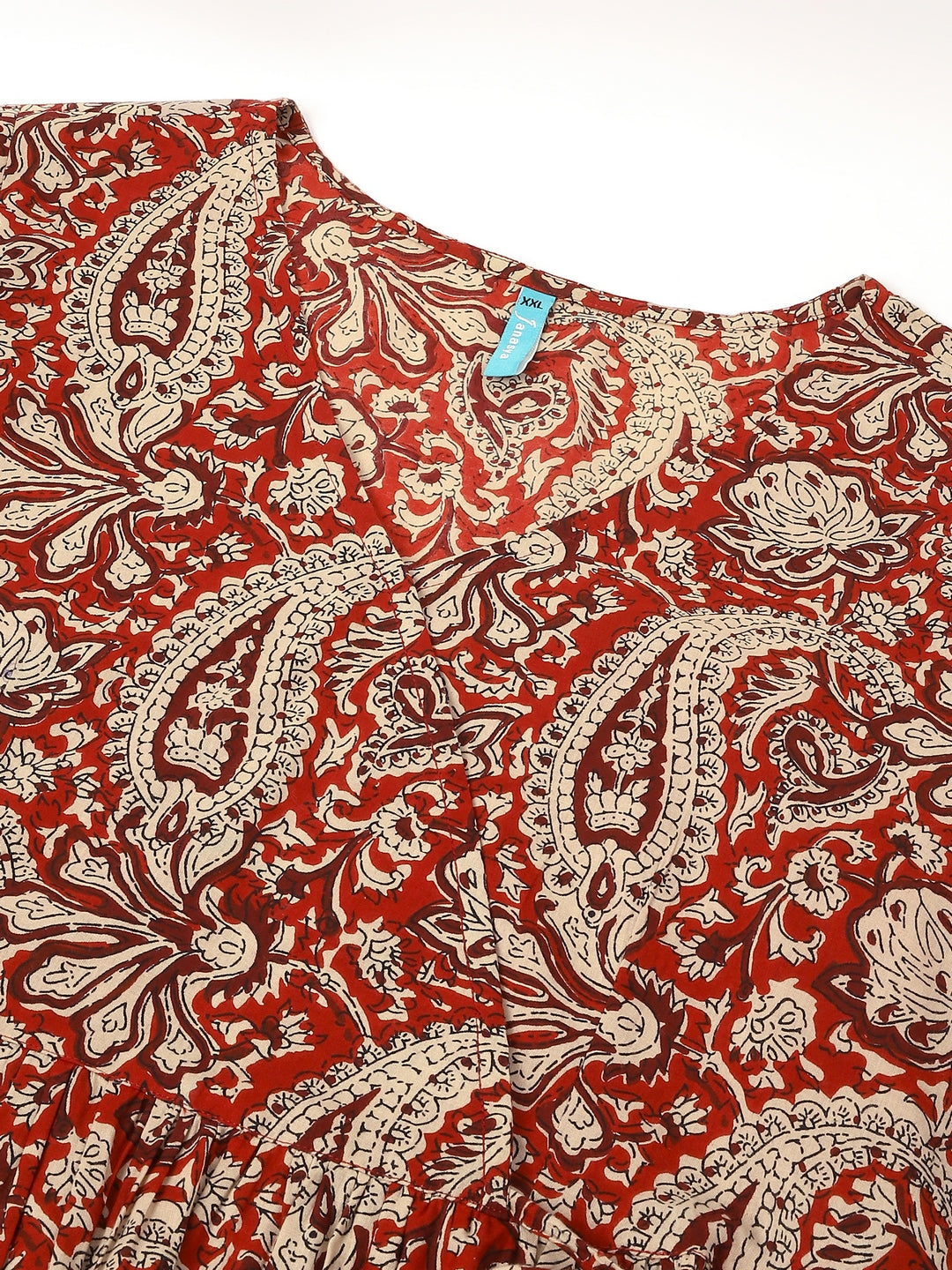 Janasya Dark Cotton Paisley Peplum Tunic - Distacart