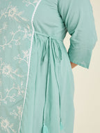 Janasya Bright Cotton Embroidered A-Line Tunic