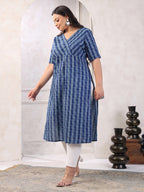 Janasya Dark Cotton Geometric Straight Kurta - Distacart