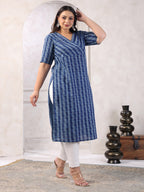 Janasya Dark Cotton Geometric Straight Kurta - Distacart