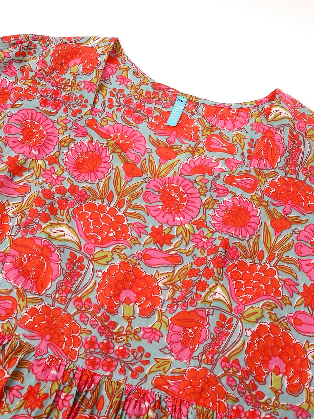 Janasya Bright Cotton Floral Flared Dress - Distacart