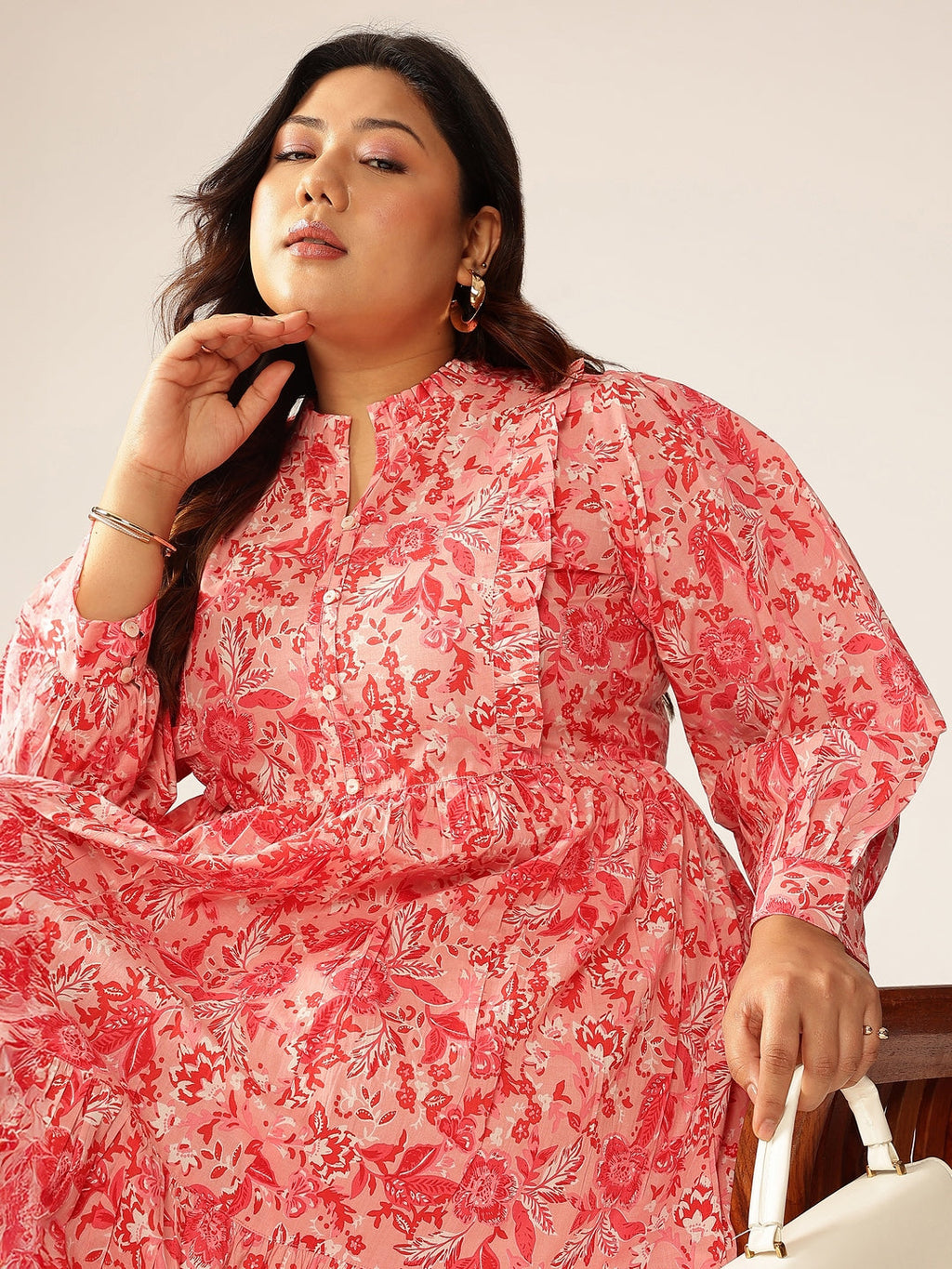 Janasya Bright Cotton Floral A-Line Dress - Distacart
