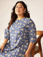 Janasya Bright Cotton Floral Fit & Flare Dress - Distacart