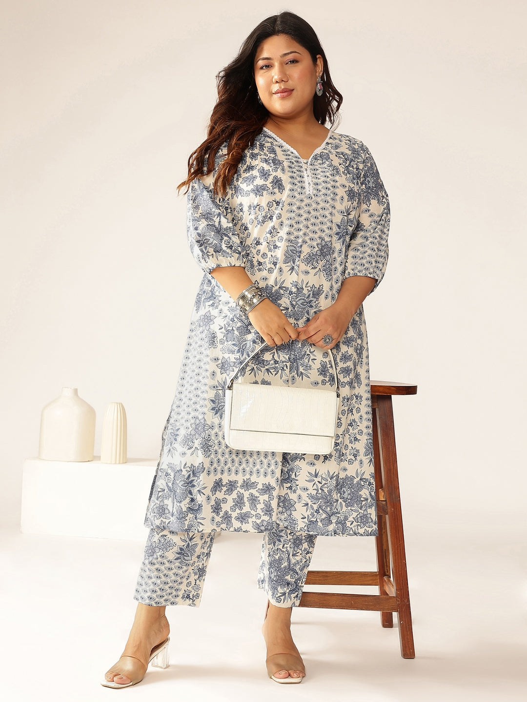 Janasya Light Cotton Floral A-Line Kurta Set - Distacart