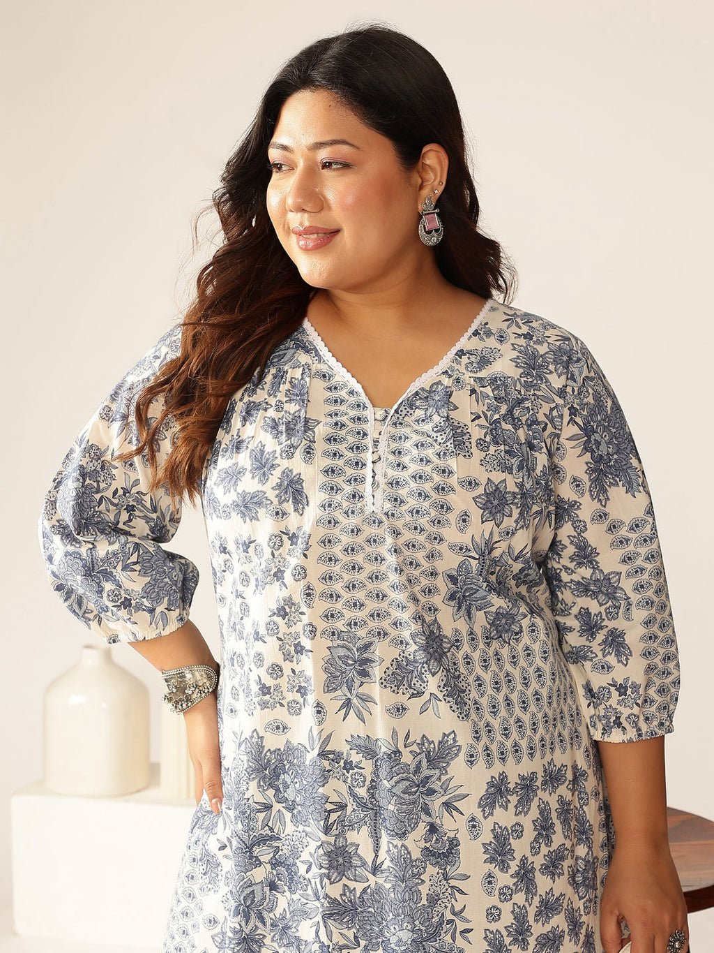 Janasya Light Cotton Floral A-Line Kurta Set - Distacart