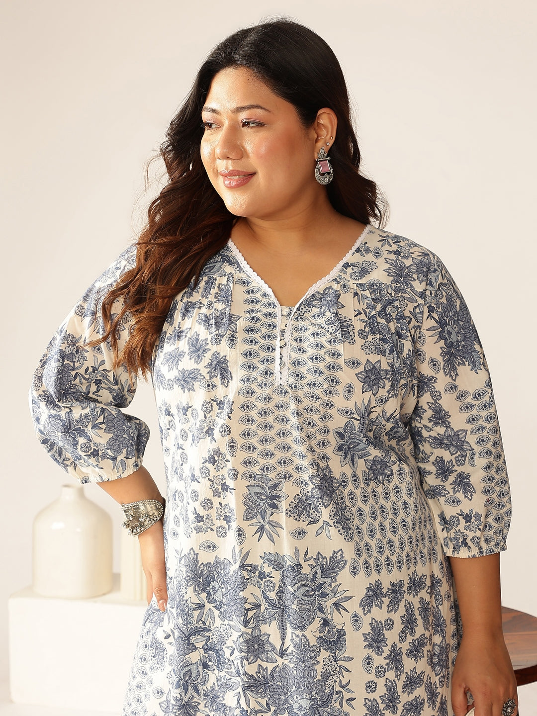 Janasya Light Cotton Floral A-Line Kurta Set - Distacart