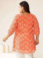 Janasya Bright Georgette Floral A-Line Tunic - Distacart