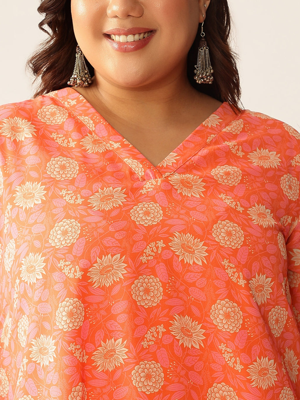 Janasya Bright Georgette Floral A-Line Tunic - Distacart