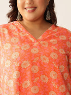 Janasya Bright Georgette Floral A-Line Tunic - Distacart
