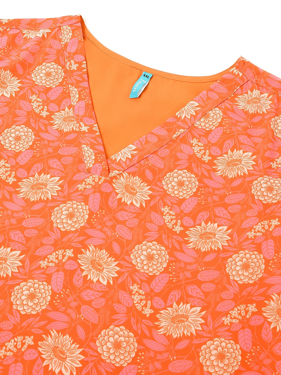 Janasya Bright Georgette Floral A-Line Tunic - Distacart
