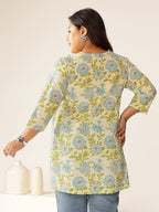 Janasya Light Cotton Floral A-Line Tunic - Distacart