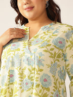 Janasya Light Cotton Floral A-Line Tunic - Distacart