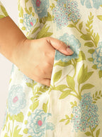 Janasya Light Cotton Floral A-Line Tunic - Distacart