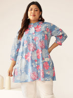 Janasya Bright Cotton Floral A-Line Tunic - Distacart