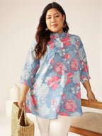 Janasya Bright Cotton Floral A-Line Tunic - Distacart