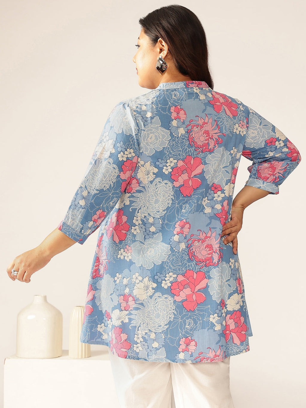 Janasya Bright Cotton Floral A-Line Tunic - Distacart