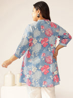 Janasya Bright Cotton Floral A-Line Tunic - Distacart