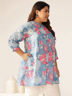 Janasya Bright Cotton Floral A-Line Tunic - Distacart