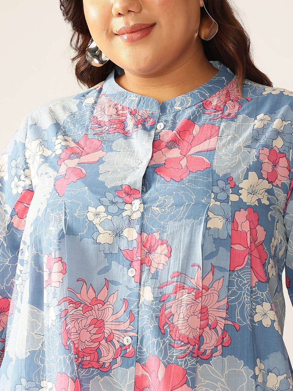 Janasya Bright Cotton Floral A-Line Tunic - Distacart