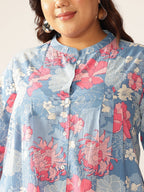 Janasya Bright Cotton Floral A-Line Tunic - Distacart