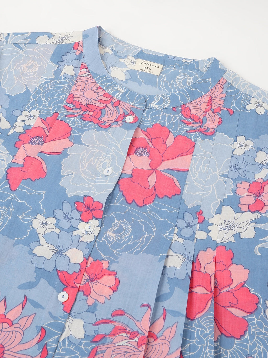 Janasya Bright Cotton Floral A-Line Tunic - Distacart