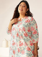 Janasya Light Cotton Floral A-Line Tunic - Distacart