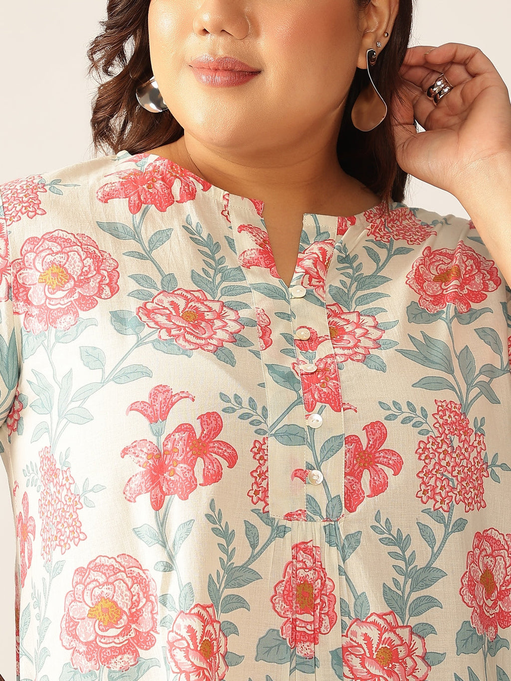 Janasya Light Cotton Floral A-Line Tunic - Distacart