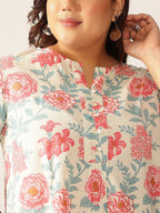 Janasya Light Cotton Floral A-Line Tunic - Distacart