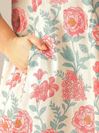 Janasya Light Cotton Floral A-Line Tunic - Distacart
