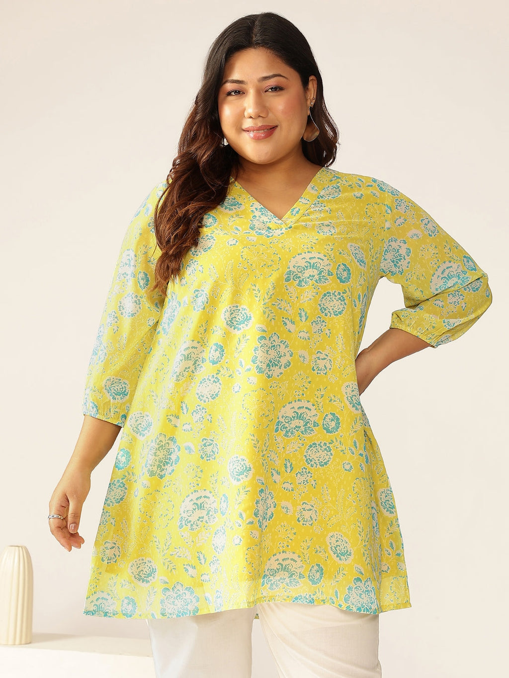 Janasya Bright Georgette Floral A-Line Tunic - Distacart