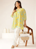 Janasya Bright Georgette Floral A-Line Tunic - Distacart