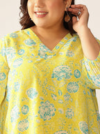 Janasya Bright Georgette Floral A-Line Tunic - Distacart