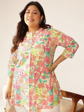 Janasya Bright Cotton Floral A-Line Tunic - Distacart