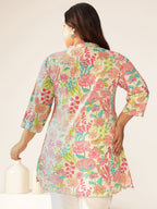 Janasya Bright Cotton Floral A-Line Tunic - Distacart