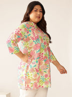 Janasya Bright Cotton Floral A-Line Tunic - Distacart